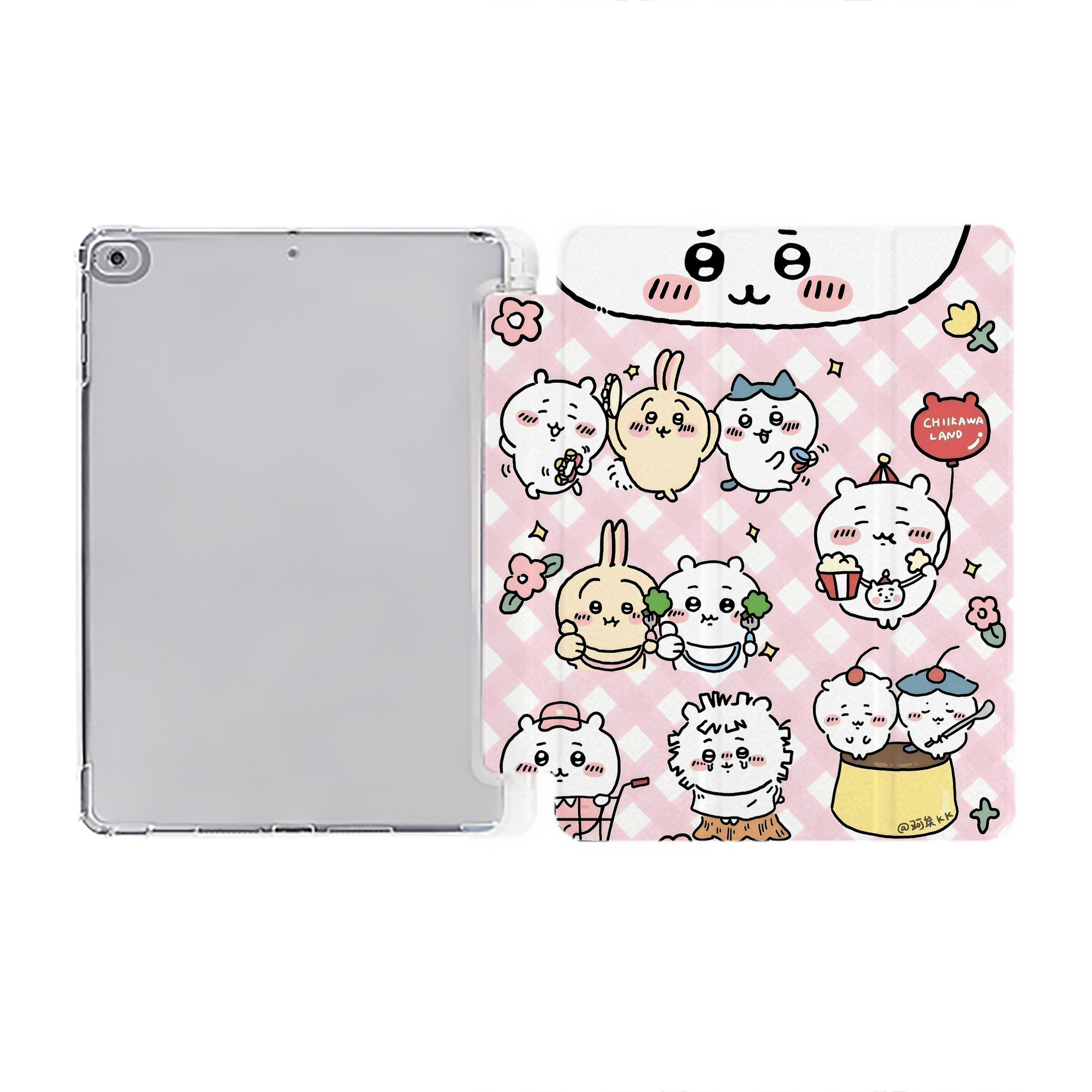 （画像用） ちいかわ Chii-kawa IPad ケース ペン収納付き 三つ折りスタンド PUレザー×シリコン 対応機種9.5/10.5/10.9インチ
